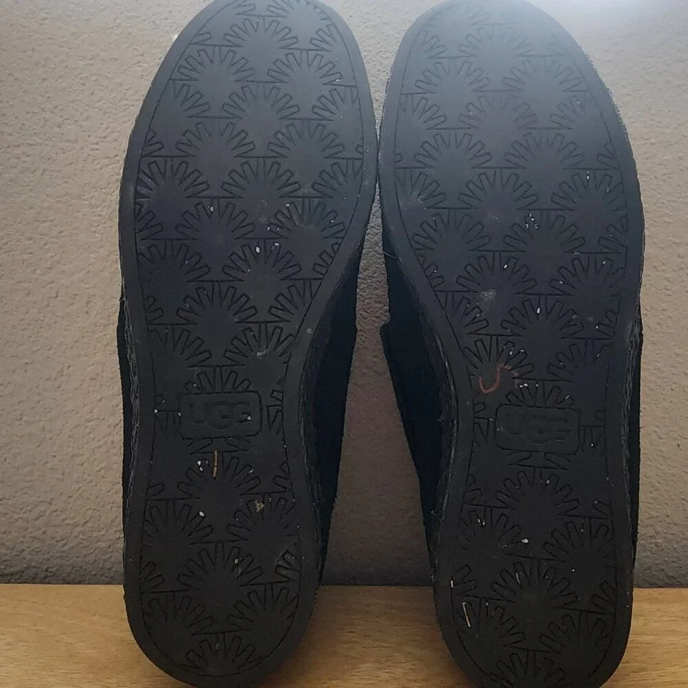 UGG Woodlyn Black Suede Sherpa Lace Up Ankle Moccasin Booties Womens Sz 8